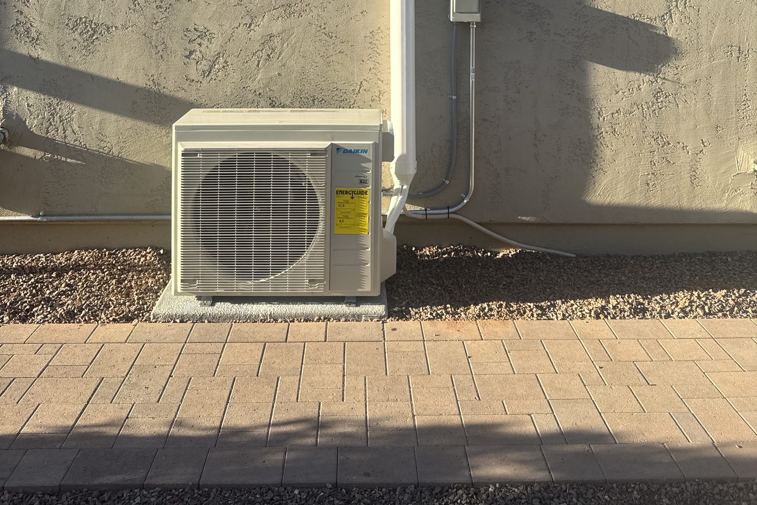 Ductless mini-split condenser installed by Sonoran Sun Heating & Cooling in the East Valley